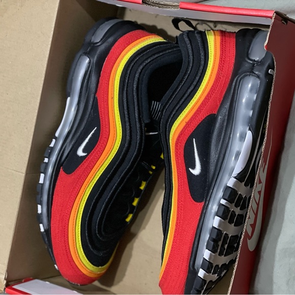 Nike Air Max 97 Black Chile Red Magma Orange - Picture 2 of 4